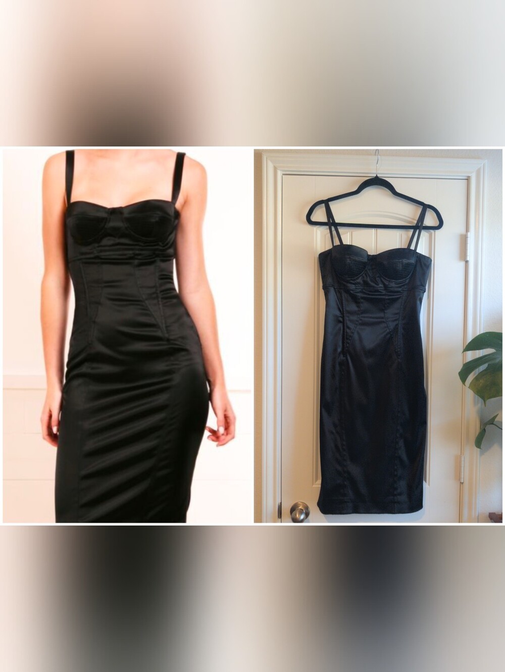 Dolce And Gabbana Black Satin Corset Bodycon Dress - Picture 2 of 4